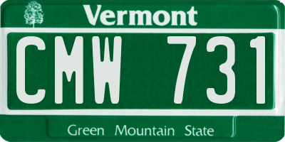 VT license plate CMW731