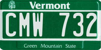 VT license plate CMW732