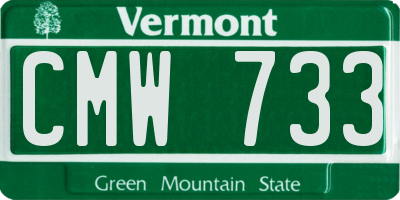 VT license plate CMW733