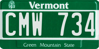VT license plate CMW734
