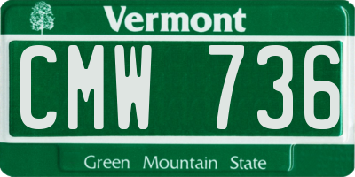 VT license plate CMW736