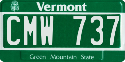 VT license plate CMW737