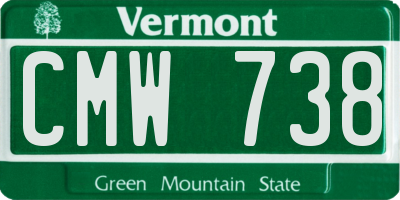 VT license plate CMW738