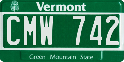 VT license plate CMW742