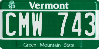 VT license plate CMW743