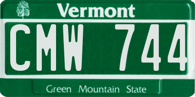 VT license plate CMW744