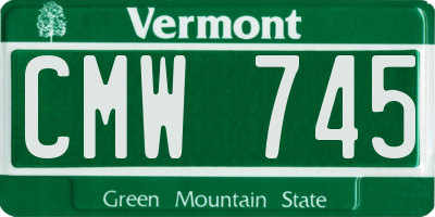 VT license plate CMW745