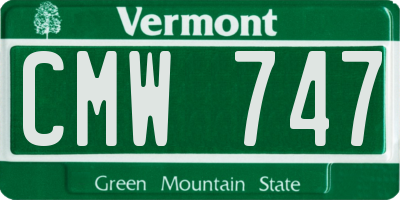 VT license plate CMW747