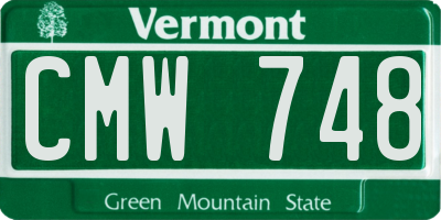 VT license plate CMW748