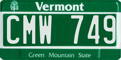 VT license plate CMW749