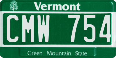 VT license plate CMW754