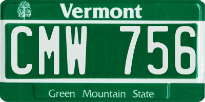 VT license plate CMW756