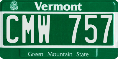 VT license plate CMW757