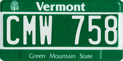VT license plate CMW758
