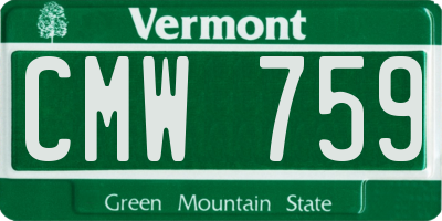 VT license plate CMW759