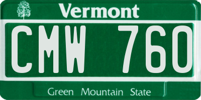 VT license plate CMW760