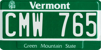 VT license plate CMW765