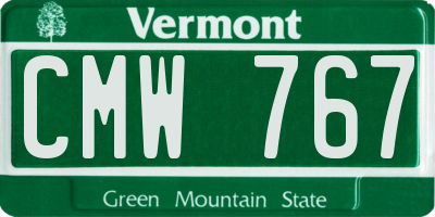 VT license plate CMW767