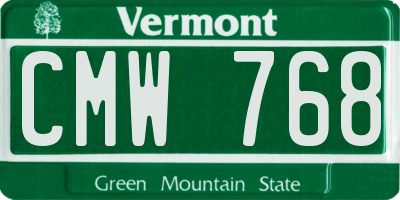 VT license plate CMW768