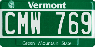 VT license plate CMW769