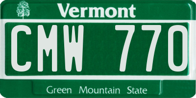 VT license plate CMW770