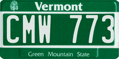 VT license plate CMW773