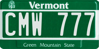 VT license plate CMW777