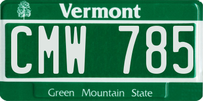 VT license plate CMW785