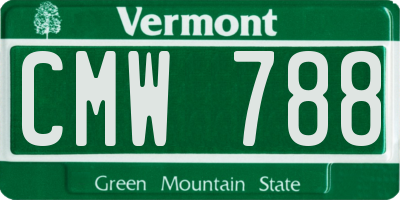 VT license plate CMW788