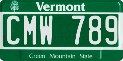 VT license plate CMW789