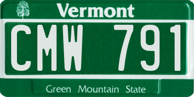 VT license plate CMW791
