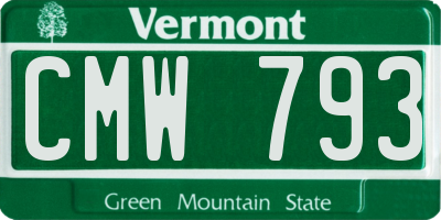 VT license plate CMW793