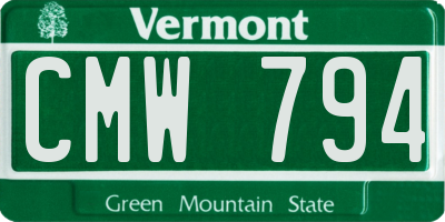 VT license plate CMW794