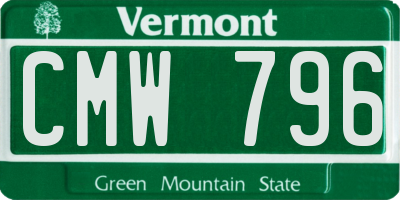VT license plate CMW796