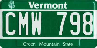 VT license plate CMW798
