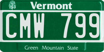VT license plate CMW799