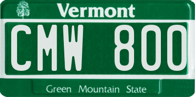 VT license plate CMW800