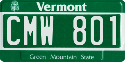VT license plate CMW801