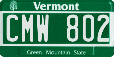 VT license plate CMW802