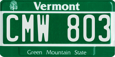 VT license plate CMW803