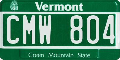 VT license plate CMW804