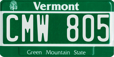 VT license plate CMW805