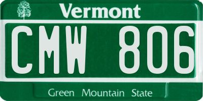 VT license plate CMW806