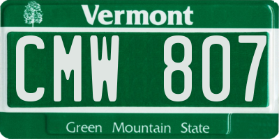 VT license plate CMW807
