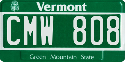 VT license plate CMW808