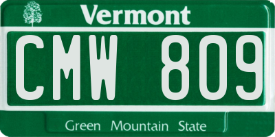 VT license plate CMW809