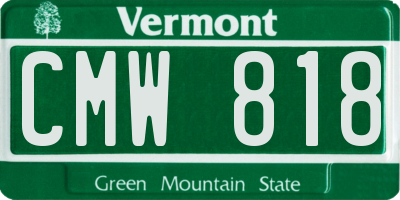 VT license plate CMW818