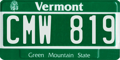 VT license plate CMW819