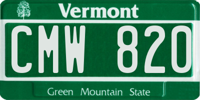 VT license plate CMW820