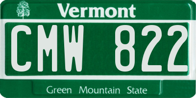 VT license plate CMW822